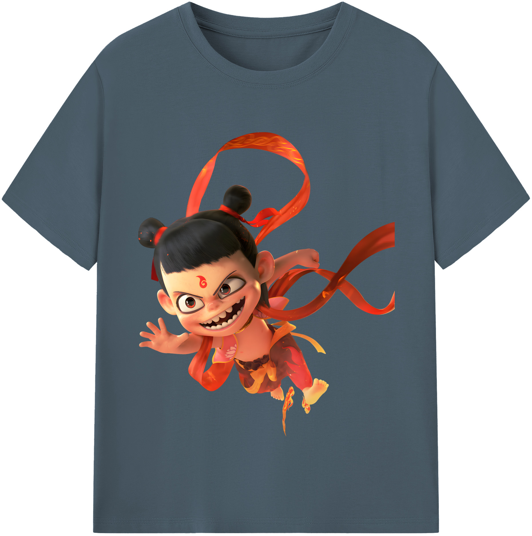 （画像用） Ne Zha 2 ナタ 魔童の大暴れ 綿100％半袖Tシャツ（フロントプリント）
